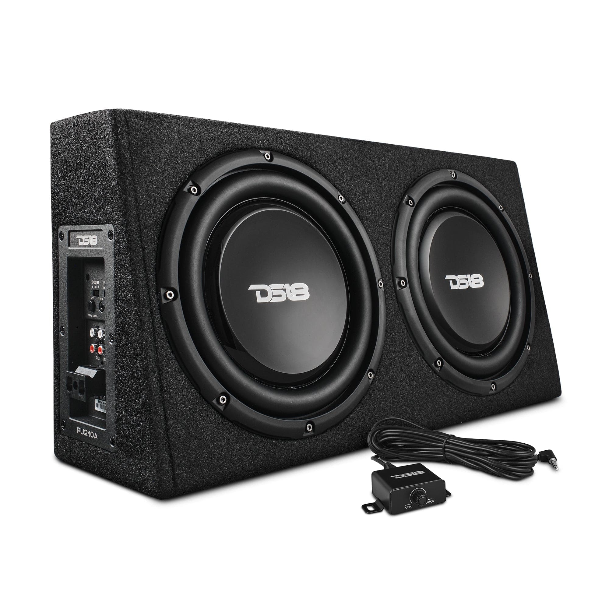 DS18 Audio - PU Dual 10" Loaded Sealed Subwoofer Enclosure with Built-in Amplifier, 350W RMS