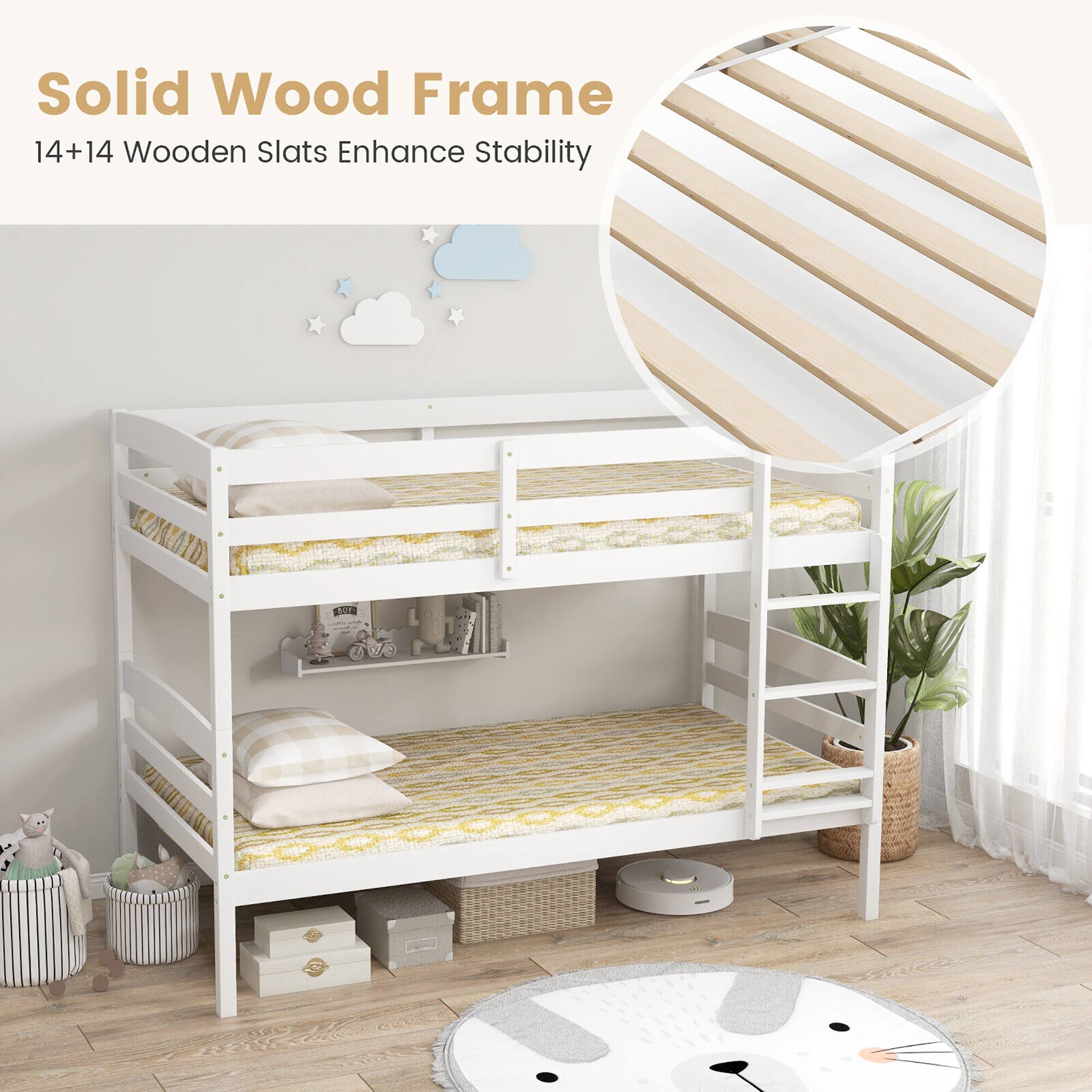 Solid Wood Frame  
14+14 Wooden Slats Enhance Stability