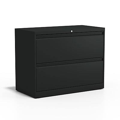 Staples - Commercial 2-Drawer Lateral File Cabinet, Letter/Legal Size, Lockable, 28.11"H x 36"W x 18.62"D, (60922/17451) - Black