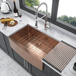 Siljoy - 36 Farmhouse Sink - 36 Inch Kitchen Sink Stainless Steel 16 gauge Apron Front Kitchen Sink - Rose Gold