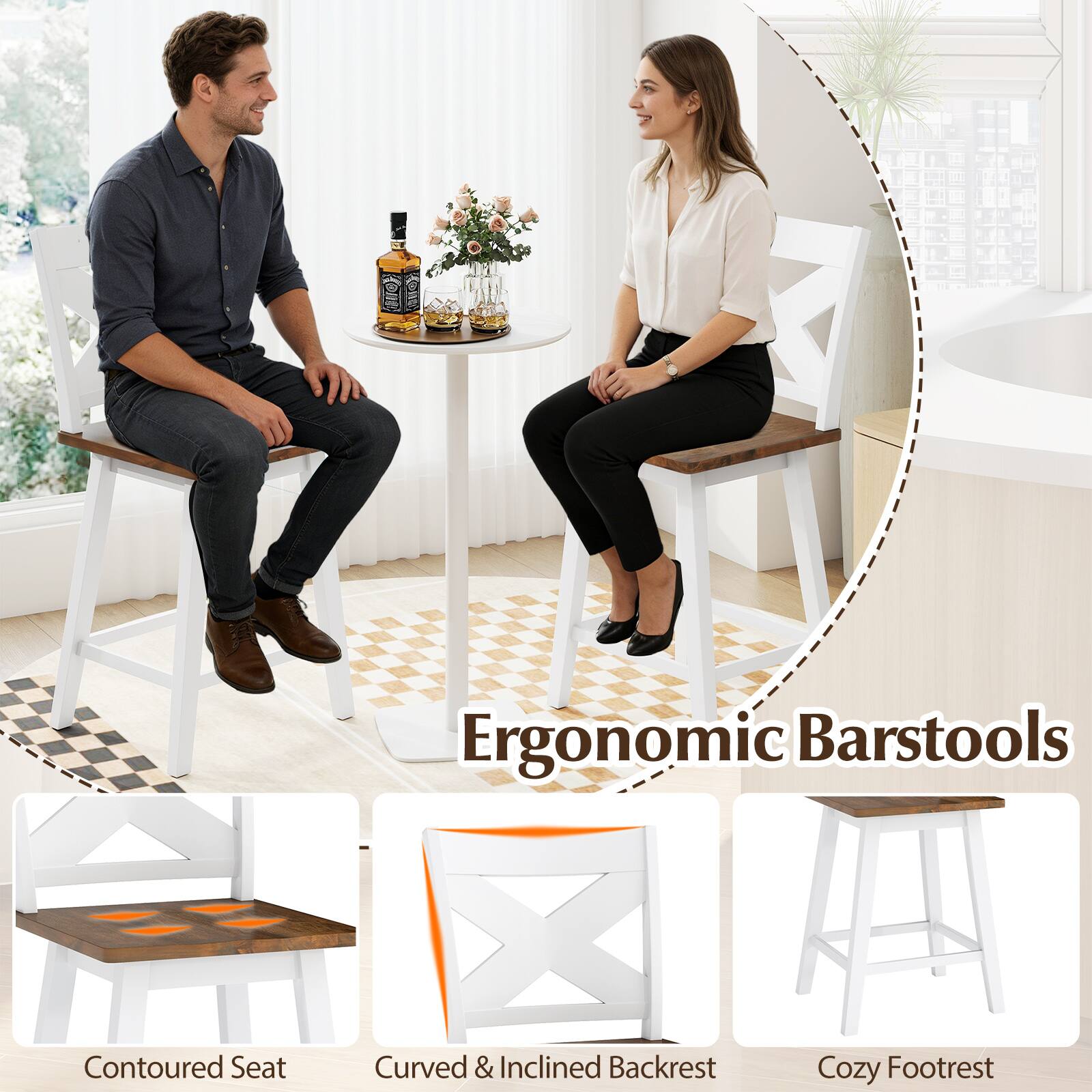 Ergonomic Barstools

- Contoured Seat
- Curved & Inclined Backrest
- Cozy Footrest