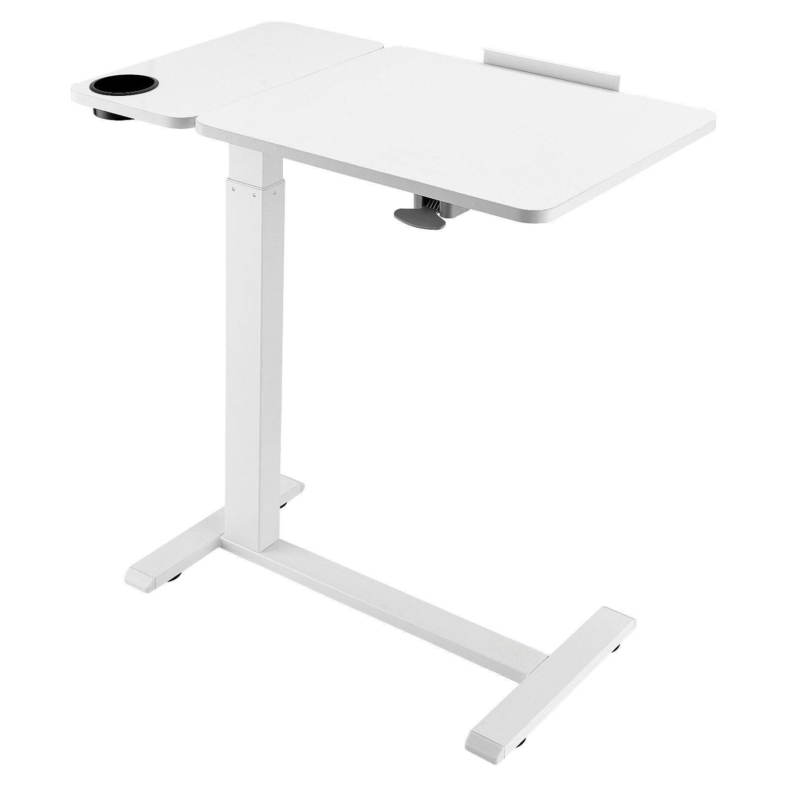 Alt View 10. Glintex - Overbed Table with Flip Desktop, Height & Angle Adjustable Rolling Laptop Desk，Hidden Wheels，Cup Holder for Home Office - white.