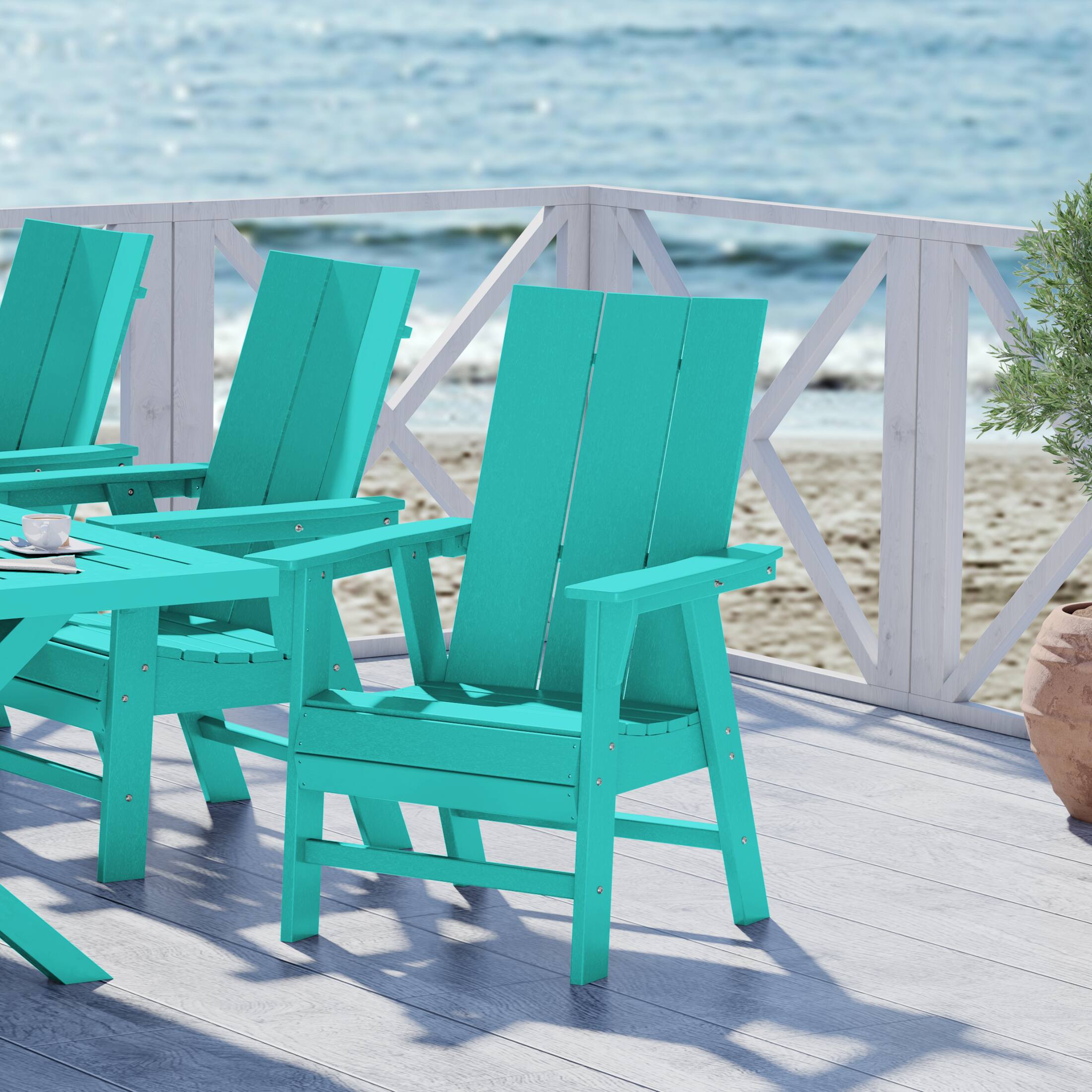 Angle. WestinTrends - WestinTrends Ashore Outdoor Patio HDPE Plastic Modern Adirondack Dining Chair - Turquoise.