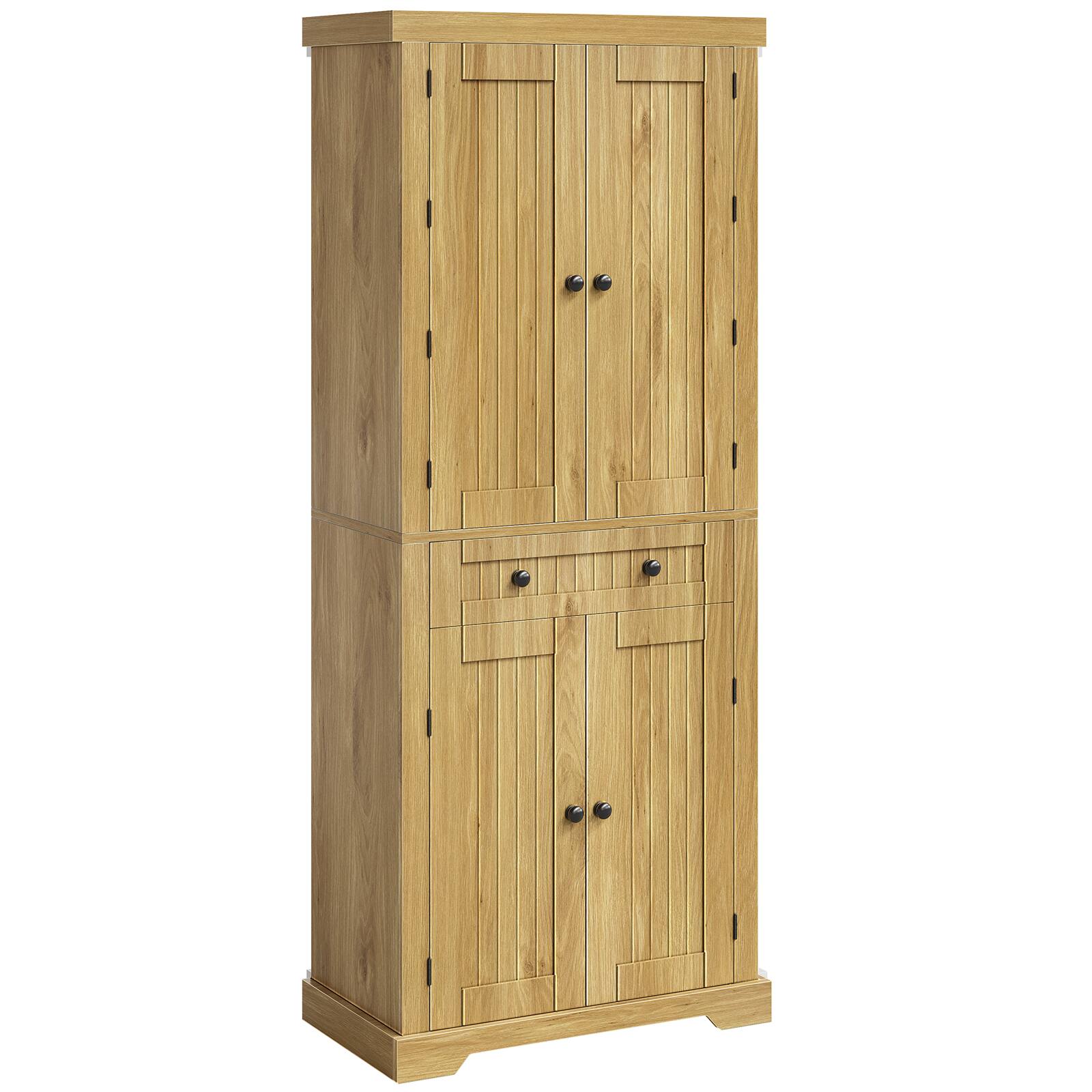 Alt View 4. Bestier - 72" Tall Kitchen Pantry Cabinet with Sensor Lights & Anti-Tip Kit，Farmhouse-Style Freestanding Storage Cabinet - Wood.