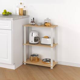 HOMLUX - 3-Tier 29.6" Corner Shelf Open Shelves for Display for Living Room and Office Organization - Beech & White
