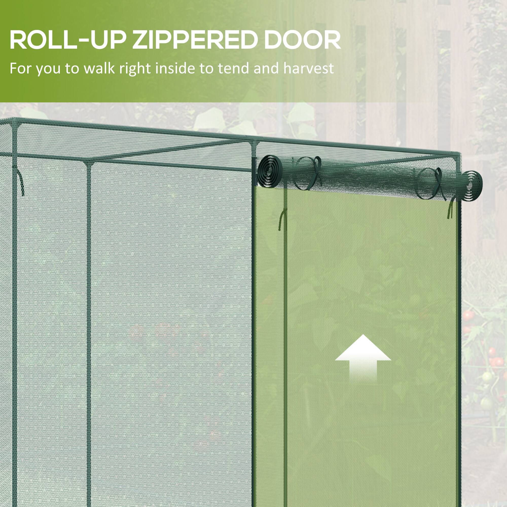 ROLL-UP ZIPPERED DOOR  
For you to walk right inside to tend and harvest