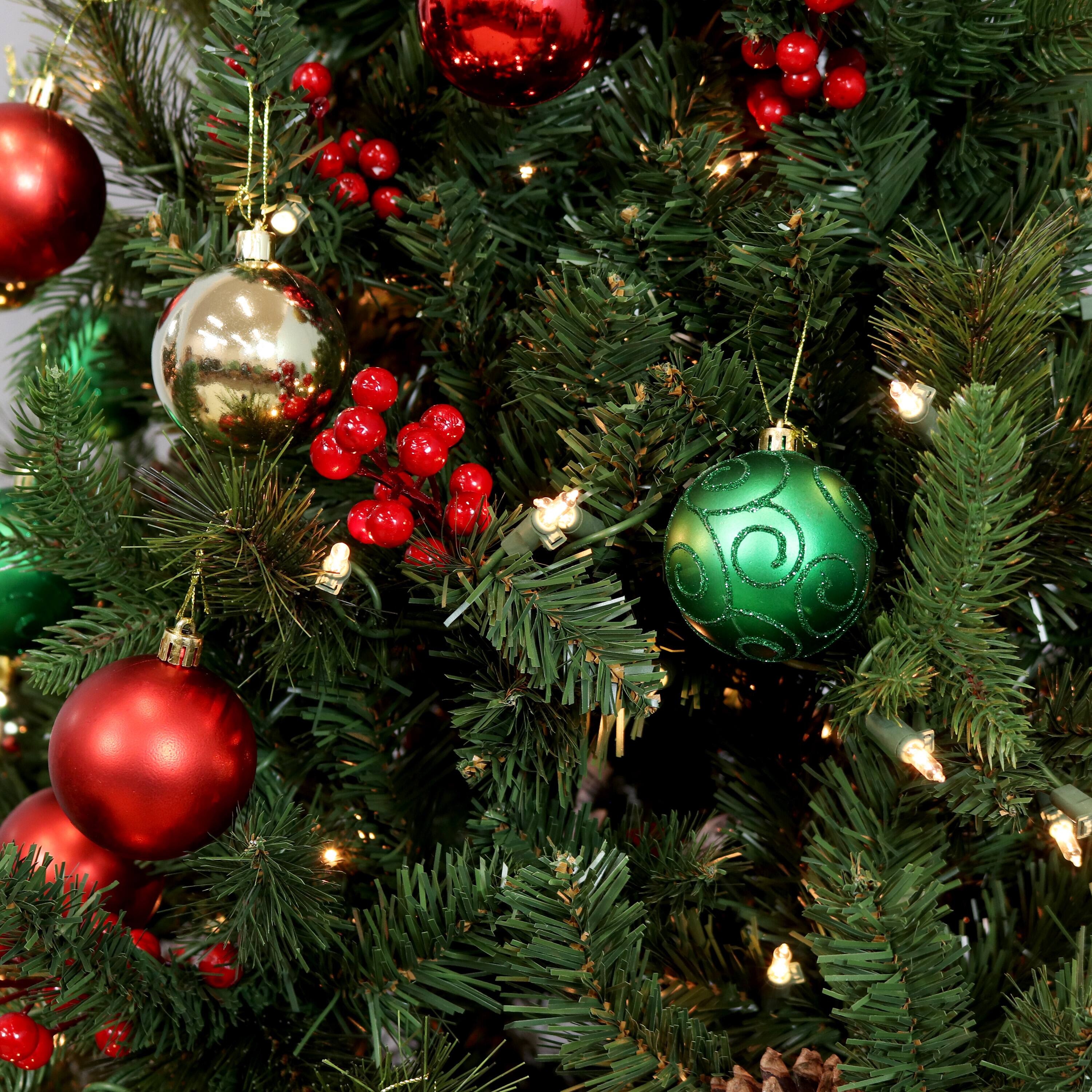 Alt View 9. Sunnydaze - Holly Jolly 50-Piece Assorted Christmas Ornament Set - 2.25 in - Red, Green, and Gold.