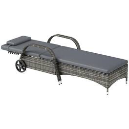 Resenkos - Outdoor Premium Chaise Lounge Chair-5-Level Adjustable Backrest, Rattan Weave - Mixed Gray and Gray