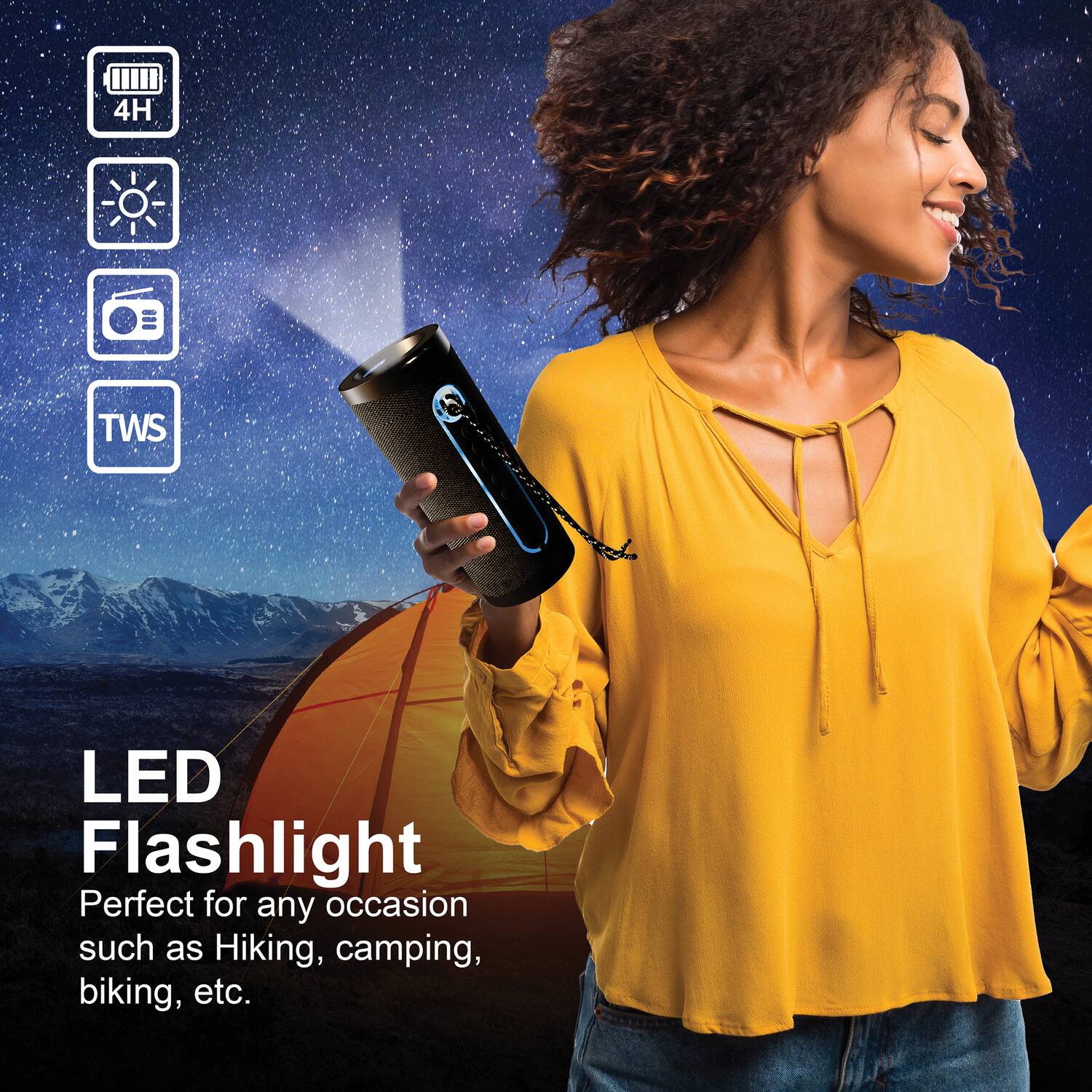 LED Flashlight  
Perfect for any occasion such as Hiking, camping, biking, etc.