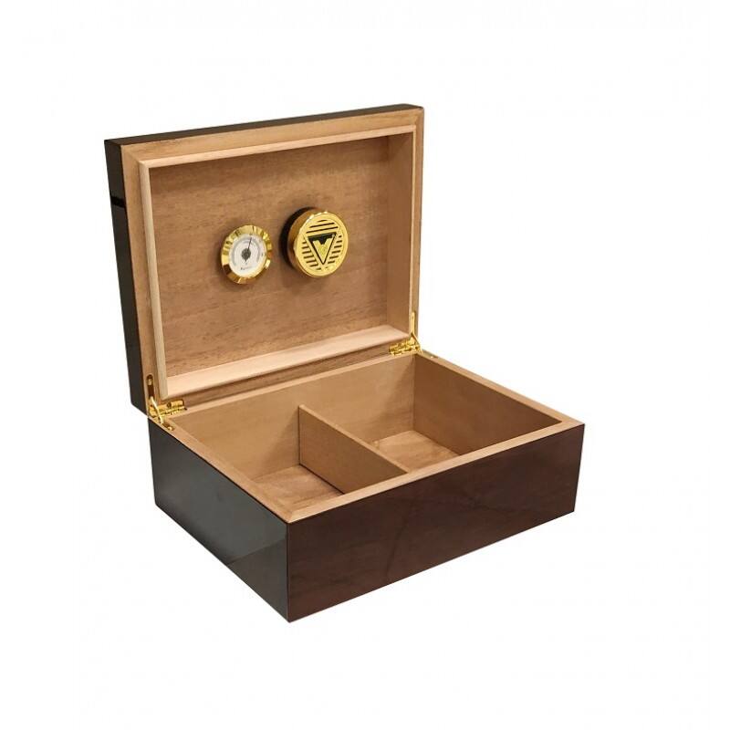 Left. Prestige - The Bellevue 60 Cigar Humidors - High Lacquer Deep Mahogany Finish.