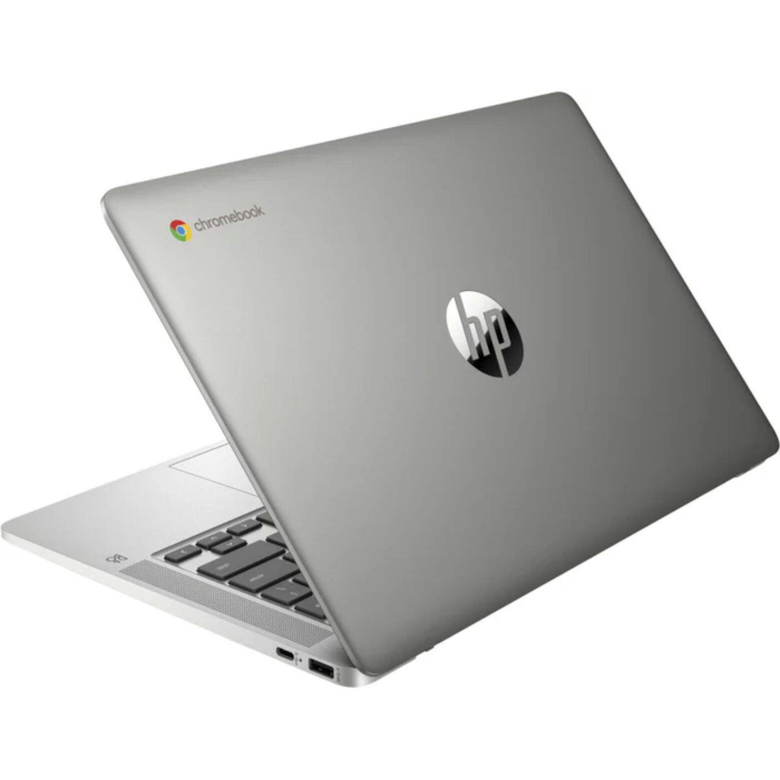Alt View 3. HP - 14a-NA1093cl 14" FHD Intel Celeron N4500 1.1 GHz up to 2.8 GHz 8 GB 128 GB eMMC Intel UHD Graphics Chrome OS Chromebook - Mineral Silver.