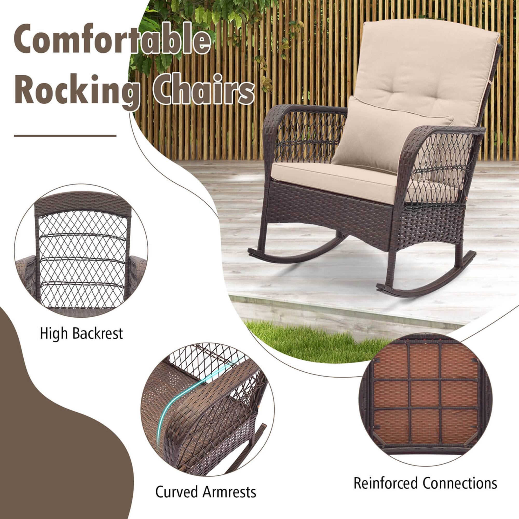 Comfortable Rocking Chairs High Backrest Curved Armrests Reinforced Connections