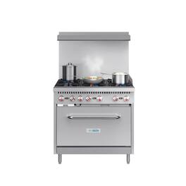 Koolmore - 36 in. 6 Burner Commercial Natural Gas Range in Stainless-Steel (KM-CR36-NG) - Stainless Steel