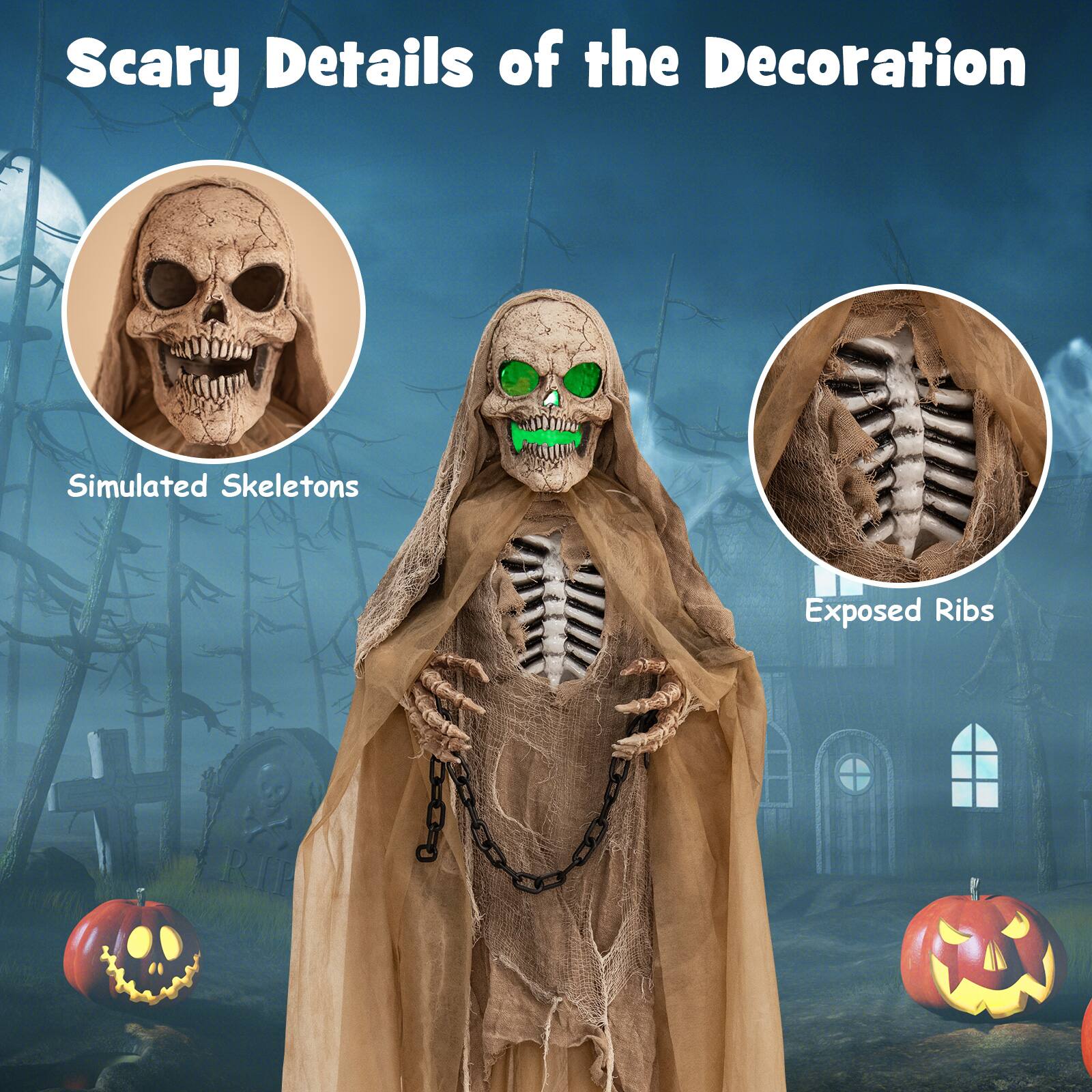 Scary Details of the Decoration: Simulated Skeletons, Exposed Ribs, RIP