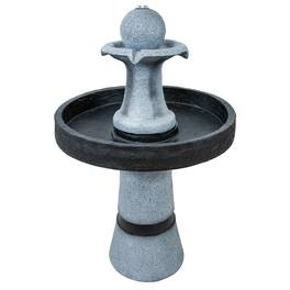 Sunnydaze - Contemporary 2-Tone Outdoor Water Fountain with Light - 29.5" - Gray