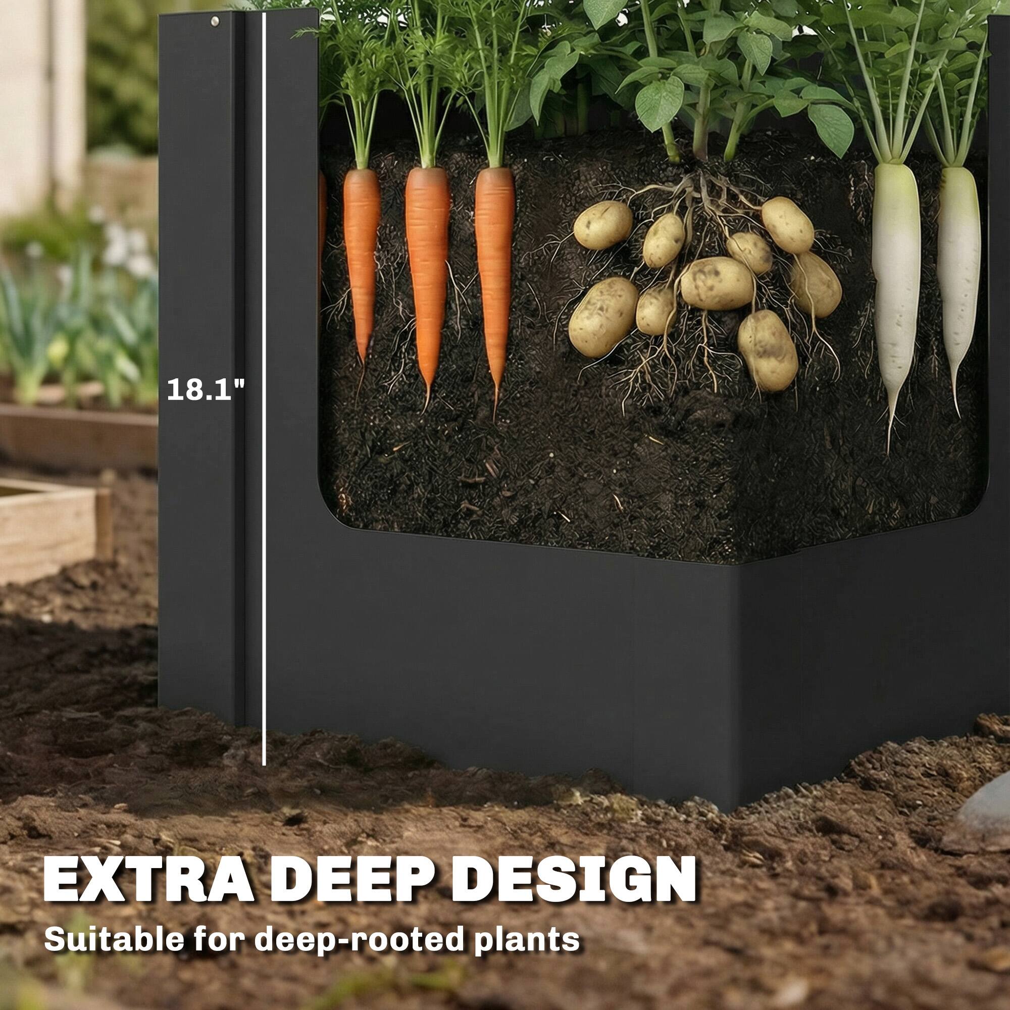 18.1" EXTRA DEEP DESIGN  
Suitable for deep-rooted plants