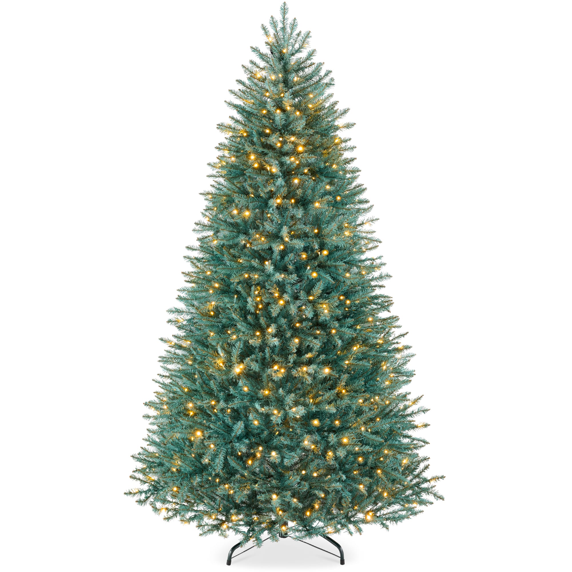 Best Choice Products - 6ft Pre-Lit Premium Nordic Fir Artificial Full Christmas Tree w/2-in-1 Twinkle LEDs Blue Spruce - Nordic Blue