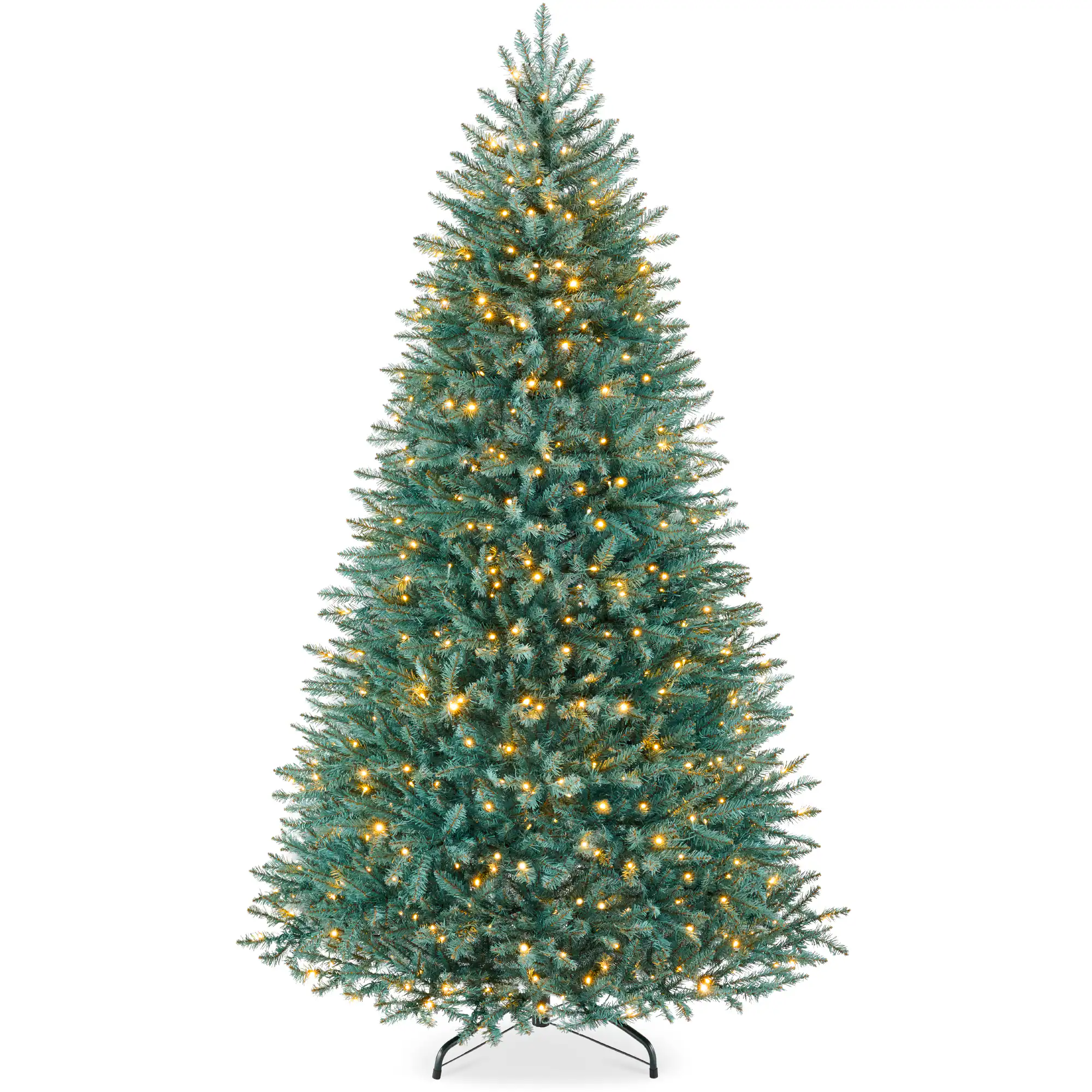 Best Choice Products - 9ft Pre-Lit Premium Nordic Fir Artificial Full Christmas Tree w/2-in-1 Twinkle LEDs Blue Spruce - Nordic Blue
