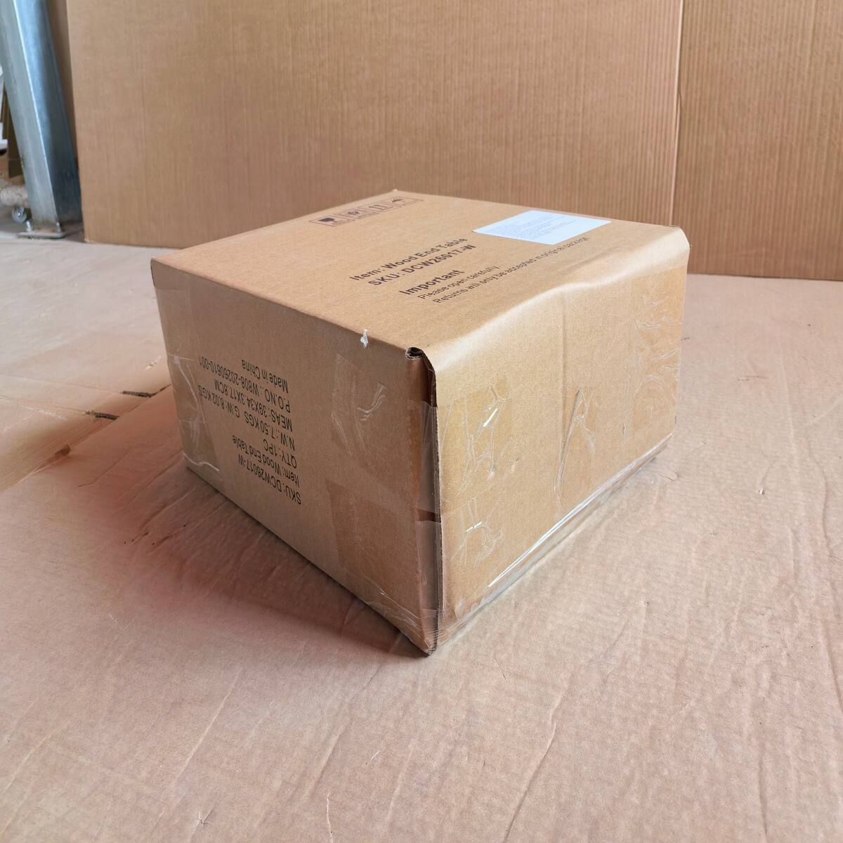 001-0190903-80RM: China Made WOR GW.8.02KGS LIKE WEXBE P.O.NO 7.50KGS MEAS L' QTY:1PC MN SKU:DCW26017-IN

End Table -WA erger package Item: SKU Wood Important DCW26017 can carefully only 50 acceptedin open  Please Returns