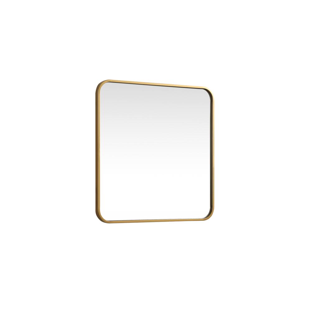 Left. Elegant Decor - Soft corner metal square mirror 24x24 inch in Brass - Brass.