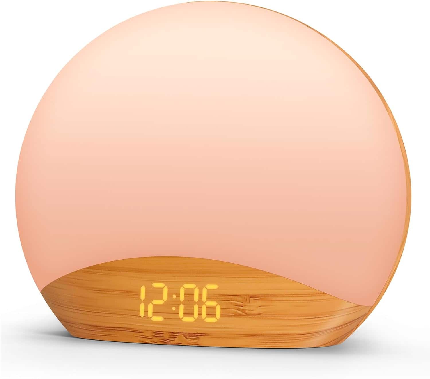 FINEAK - Sound Machine Sunrise Alarm Clock with Night Light - Wood Grain