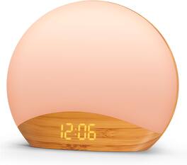FINEAK - Sound Machine Sunrise Alarm Clock with Night Light - Wood Grain