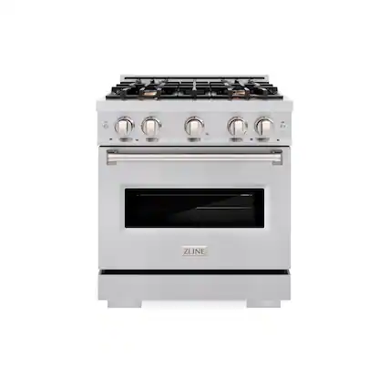 Front. ZLINE - 30" Classic Gas Range with Convection Oven with 4 Brass Burners (CGR-BR-30) - Stainless Steel.