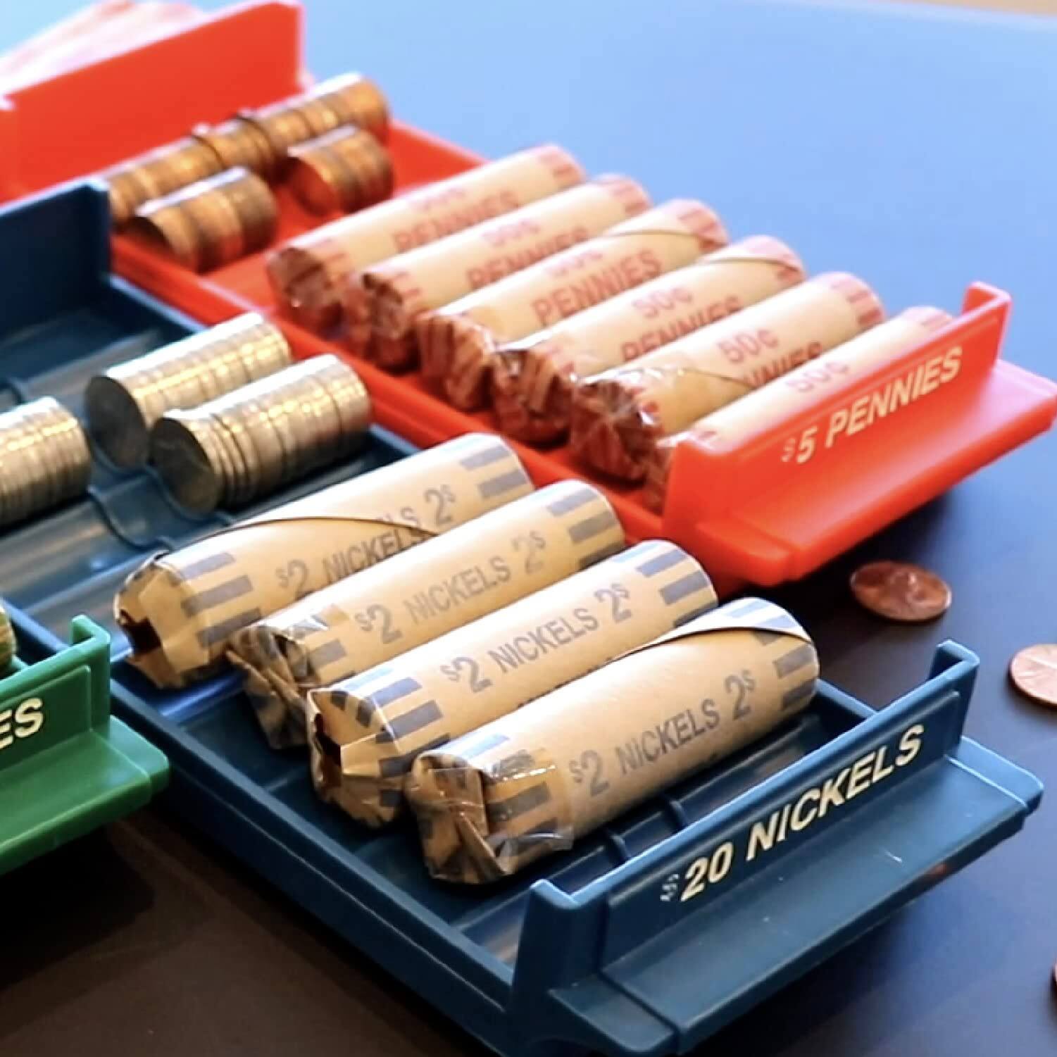 Sure, here is the corrected and grouped text from the image:

- 5 PENNIES
- 500 PENNIES
- 50¢
- 25¢
- $2 NICKELS
- 20 NICKELS