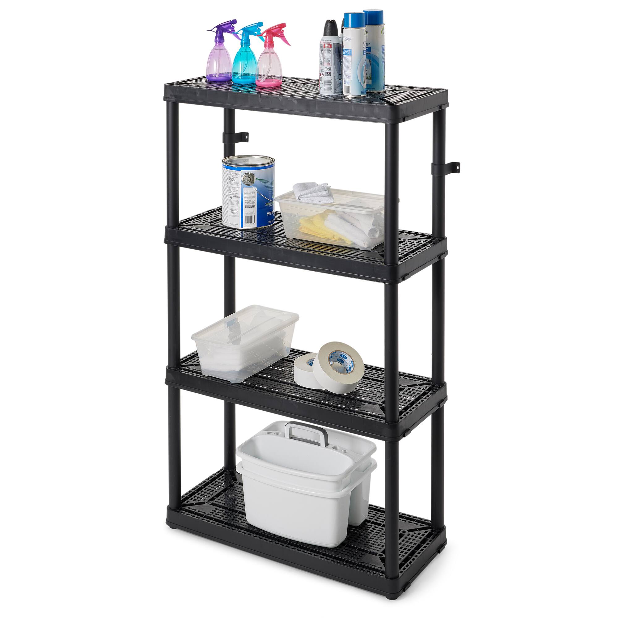 Alt View 7. Gracious Living - Gracious Living 4 Shelf Fixed Height Medium Duty Storage Rack, 2 Pack, Black - Black.