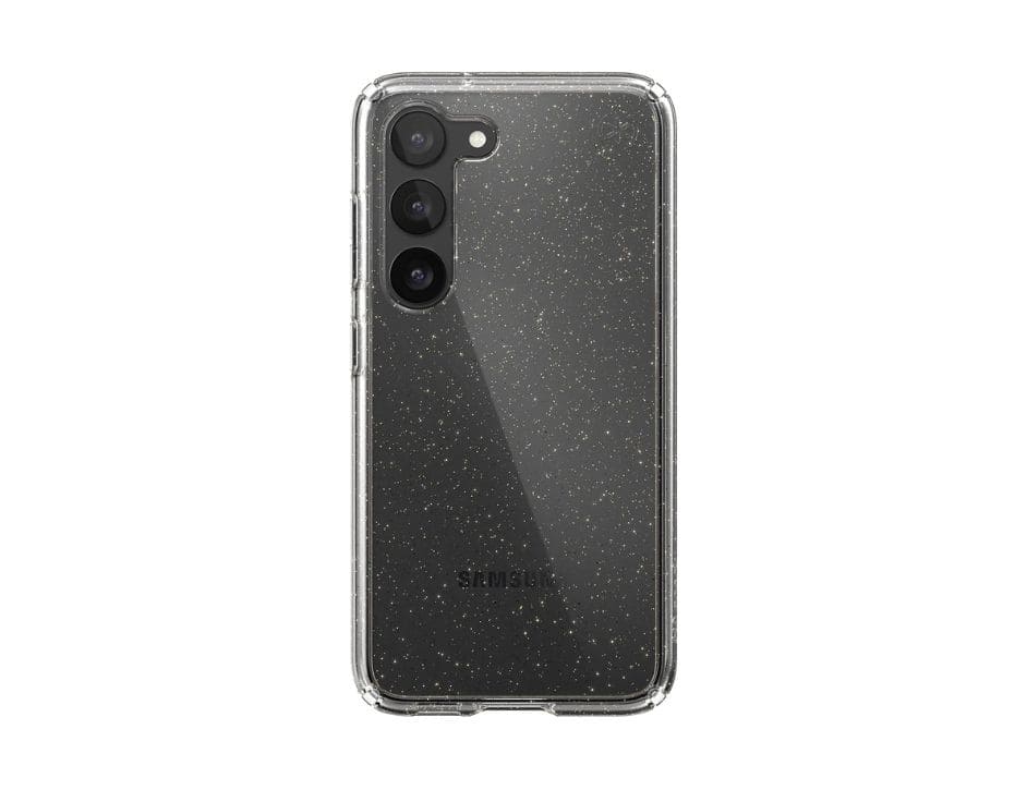 Speck - Refurbished Excellent - Presidio Perfect-Clear With Glitter Case for Samsung Galaxy S23 - Clear / Gold Glitter