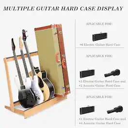 Winado - Folding Guitar Cases Stand, Wooded Multiple Guitar Case Floor Rack for Electric Guitar, Bass, and Acoustic Guitars