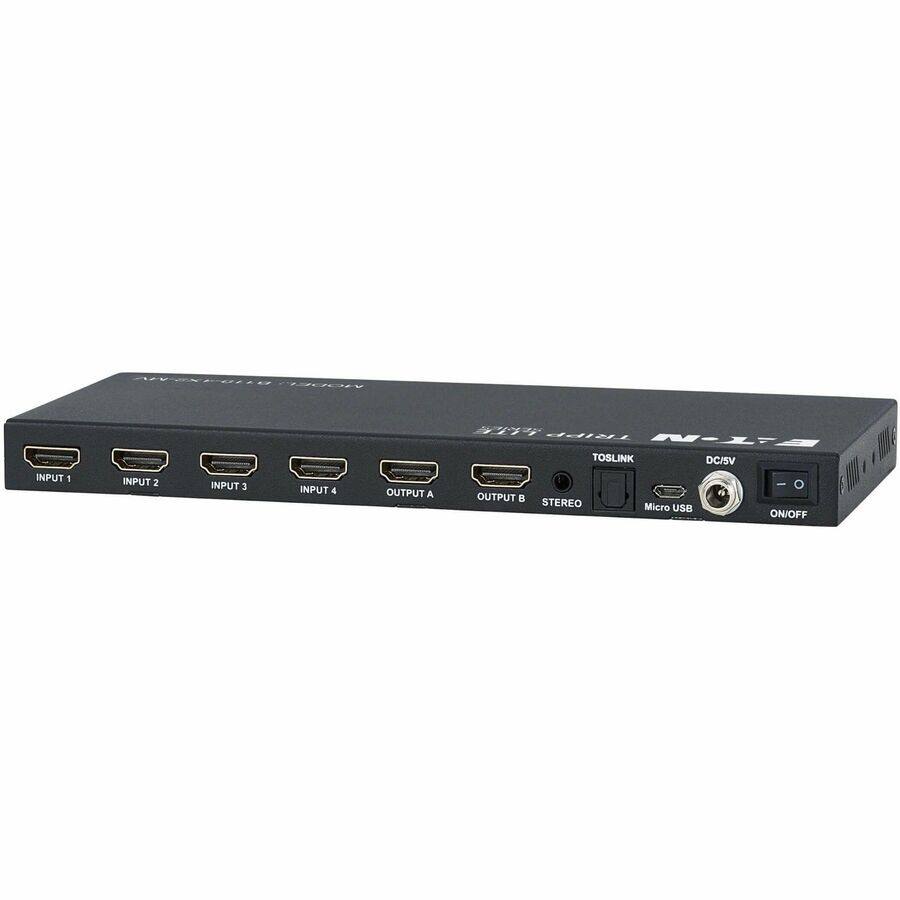 MODEL
INPUT 1
INPUT 2
INPUT 3
INPUT 4
OUTPUT A
TRIPP E-T-N TOSLINK DC/SV - O OUTPUT  STEREO Micro USB ON/OFF
