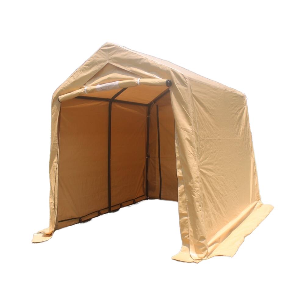Alt View 4. APRILSOUL - Outdoor Portable Gazebo Shed 2 Roll up Zipper Doors Vents Carport Motorcycle Waterproof UV Resistant - brown.