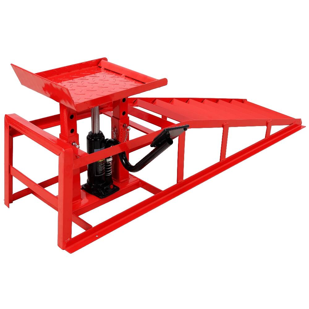 Alt View 1. Ropilly - Ropilly 5 Ton Hydraulic Car Ramps with Pedal Heavy Duty Steel Auto Repair Lift 10000 lbs Truck Service Ramps 2 Pack Red.