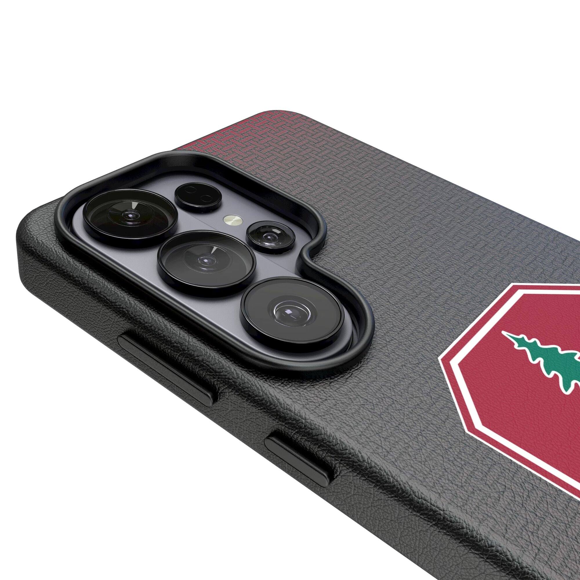 Alt View 2. Keyscaper - Stanford Cardinal Linen Galaxy Magnetic Bump Case - S25 - Black.