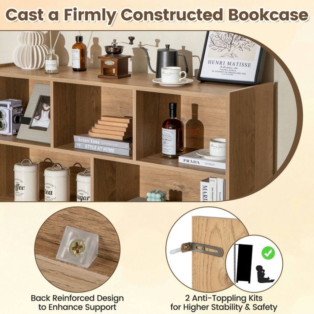 Cast a Firmly Constructed Bookcase

- Back Reinforced Design to Enhance Support
- 2 Anti-Topping Kits for Higher Stability & Safety