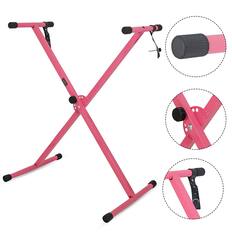 Front. 5 CORE - Keyboard Stand X Shape Height Adjustable Foldable Portable Key Board DJ Controller Stands - Baby Pink.