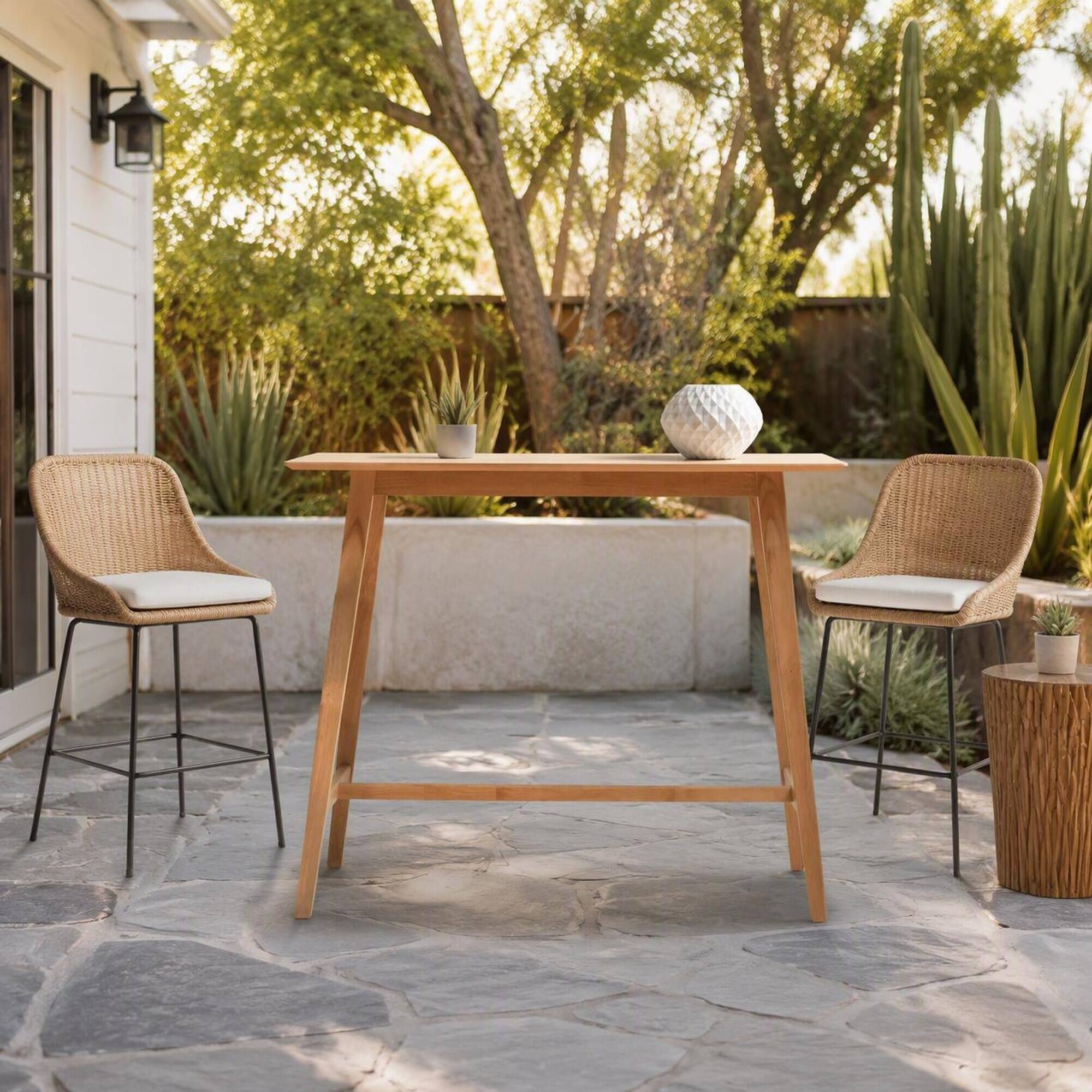 Left. RYHNUYNE - Modern Natural Oak Counter Height Bar Table,Narrow Console Sofa Table for Entryway - Natural.