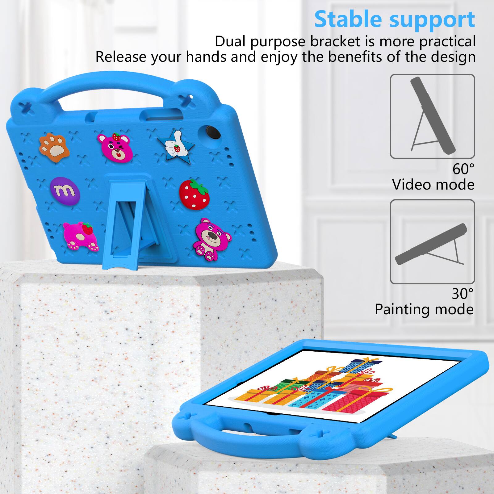 Stable support  
Dual purpose bracket is more practical  
Release your hands and enjoy the benefits of the design  

60° Video mode  
30° Painting mode