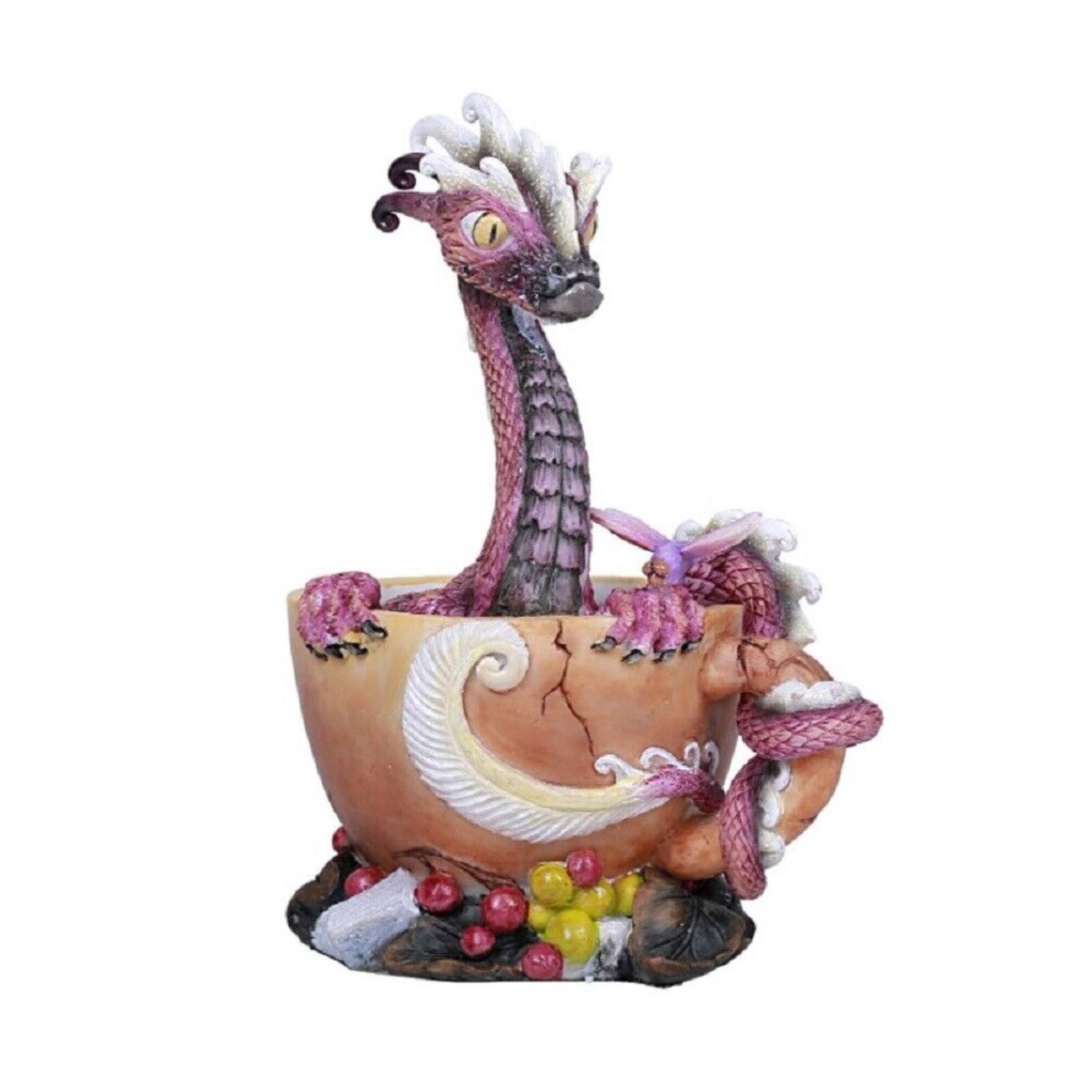Angle. Pacific Trading - Coffee Bean Dragon in The Cup Figurine by Stanley Morrison 6 inch.