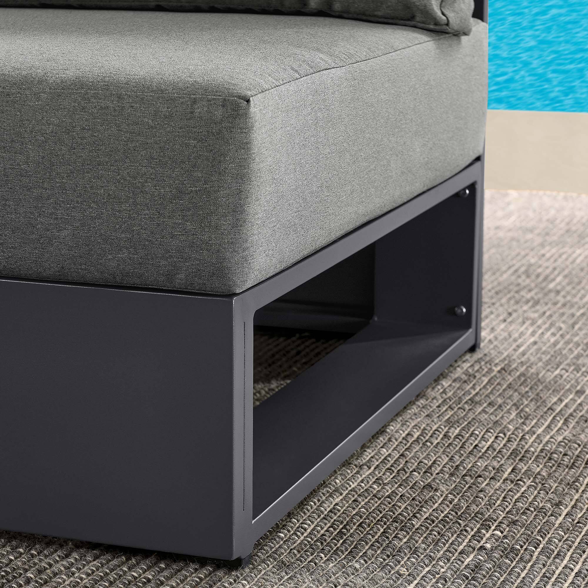 Alt View 1. Modway - Tahoe Outdoor Patio Powder-Coated Aluminum Modular Armless Chair by Modway - Gray Charcoal.