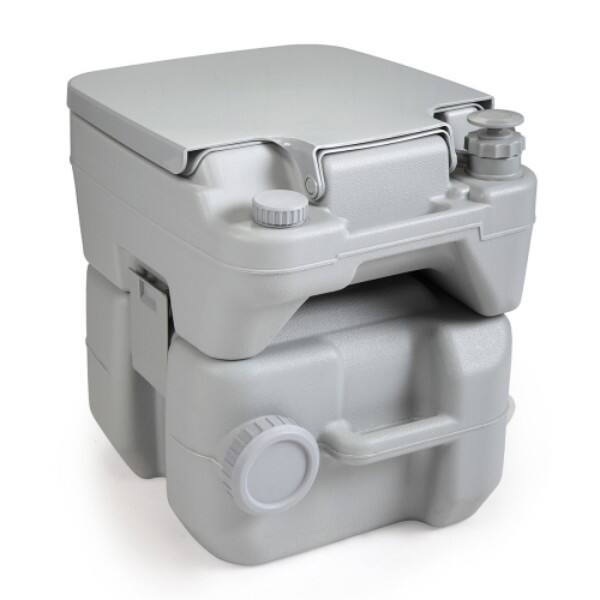 Front. MOOSOO - 5 Gallon Portable Toilet With Detachable Holding Tank, Flush Potty For Travel Camping - Gray.