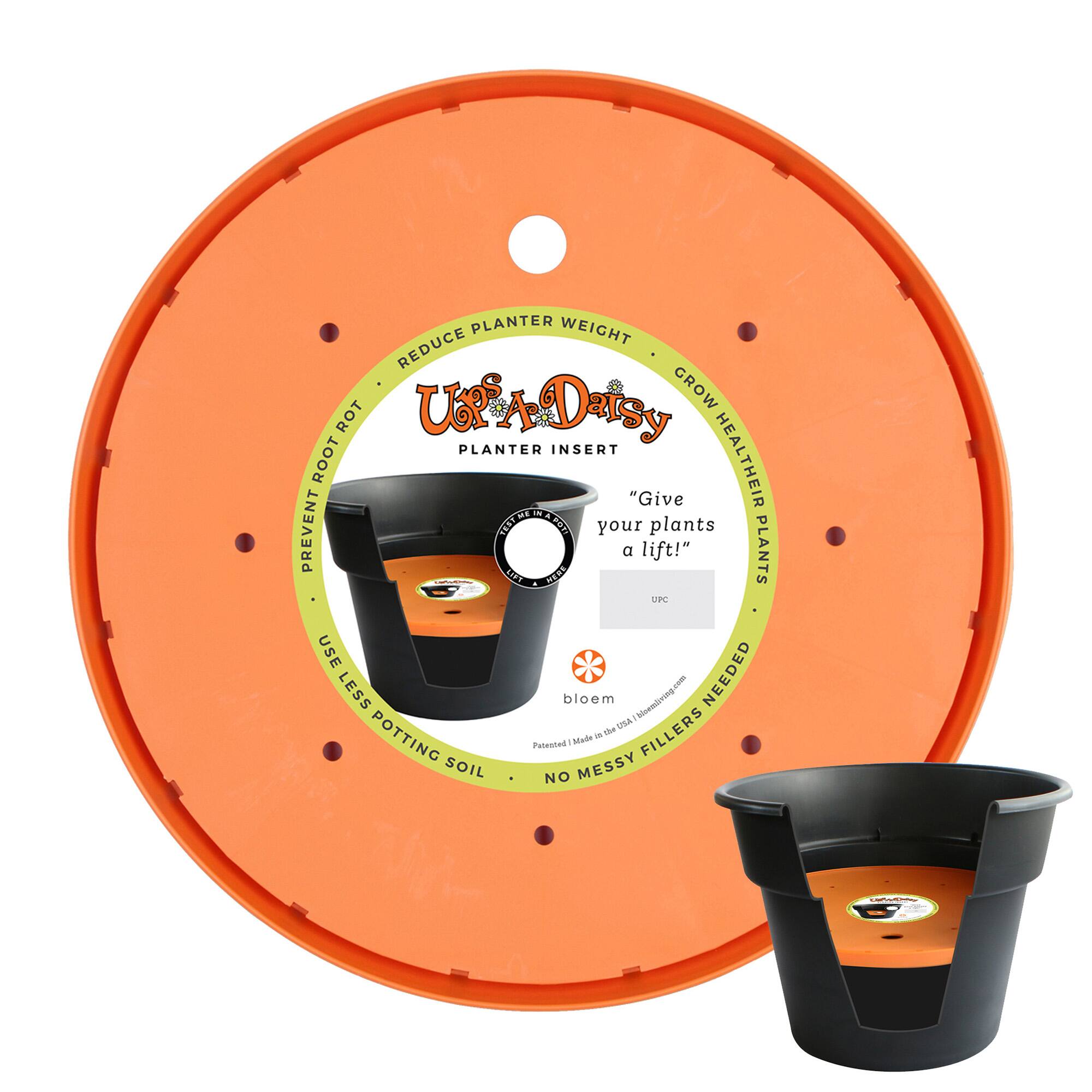 PLANTER WEIGHT REDUCE U A Daisy GROW ROT PLANTER INSERT ROOT "Give HEALTHIER PLANTS a lift!" PLANTS UPC USE LESS POTTING SOIL - - NO MESSY FILLERS Paleted Made