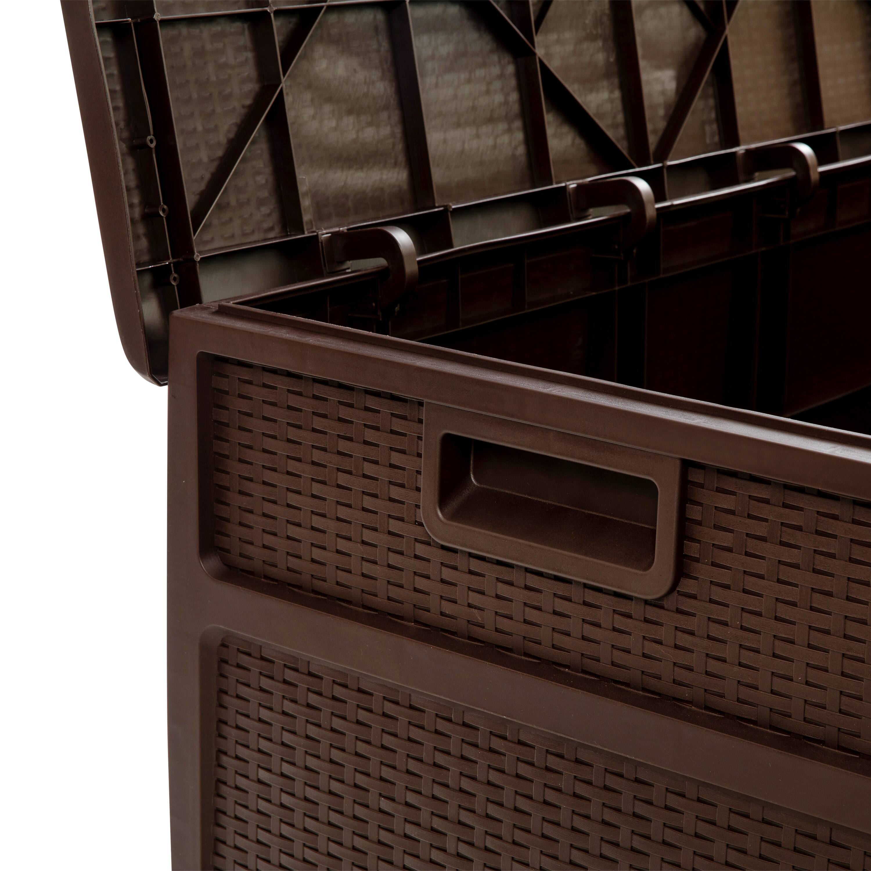Alt View 8. Emma + Oliver - 120 Gallon Plastic Deck Box for Outdoor Patio Storage & Deck Organization - Brown.