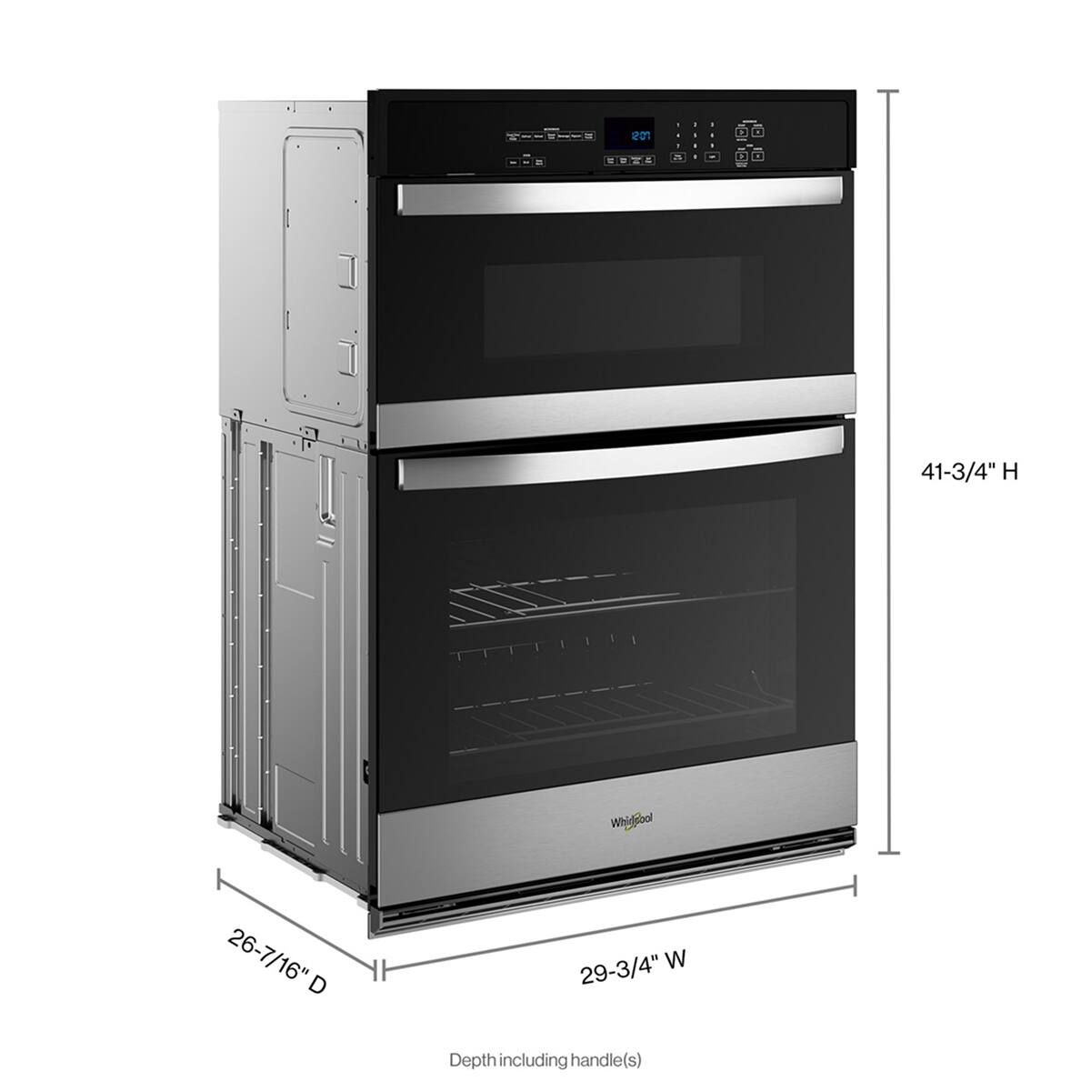 Left. Whirlpool - Whirlpool - 6.4 Total Cu. Ft. Combo Self-Cleaning Wall Oven .- Stainless Steel - Stainless Steel.