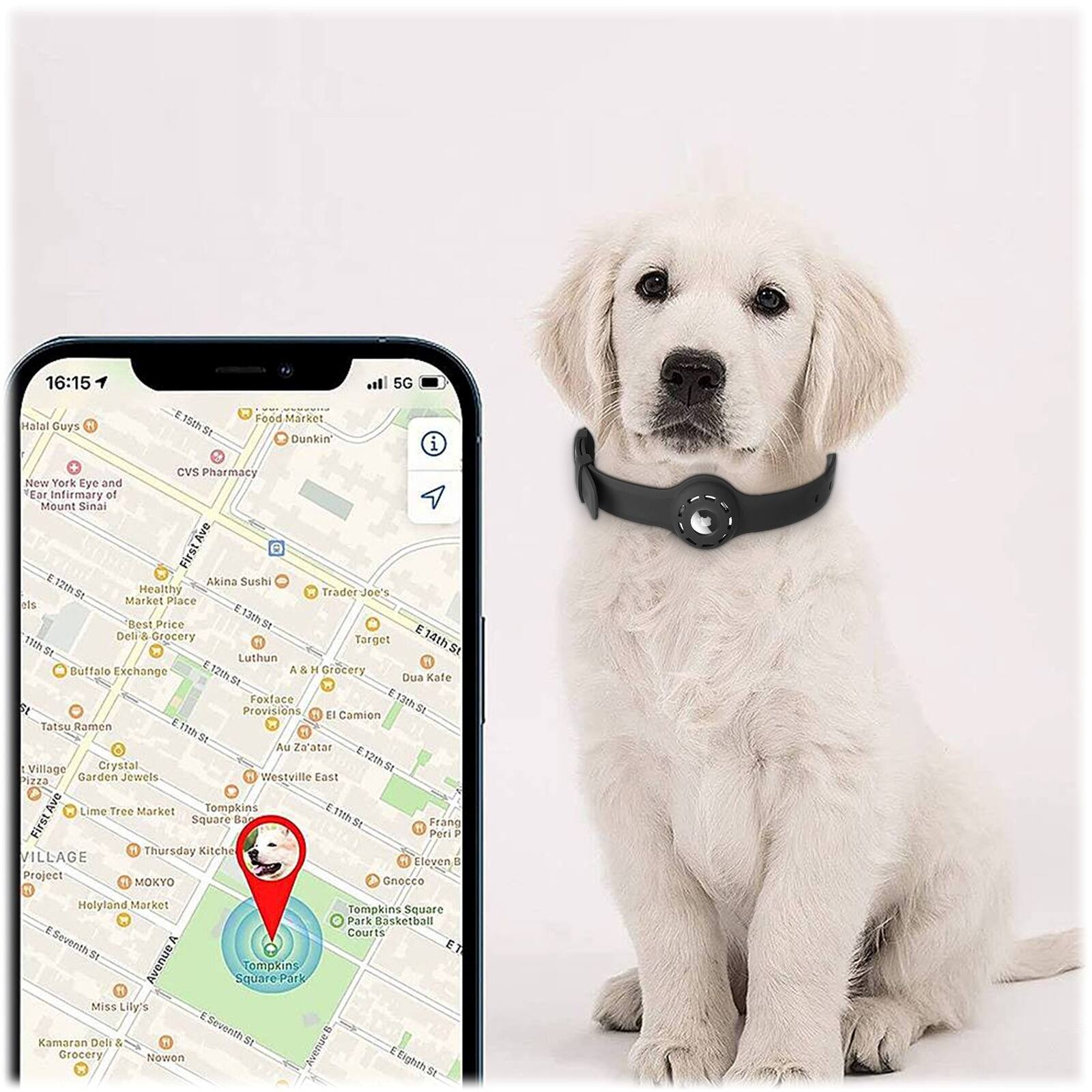 Alt View 14. SaharaCase - Silicone Dog Standard Collar with Apple AirTag slot - 16-in to 26-in Neck - Black.