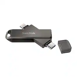 SanDisk - Dual Phone 256GB USB 3.2 Type-C/Lightning Flash Drive, (SDIX70N-256G-AG6NE) - Black