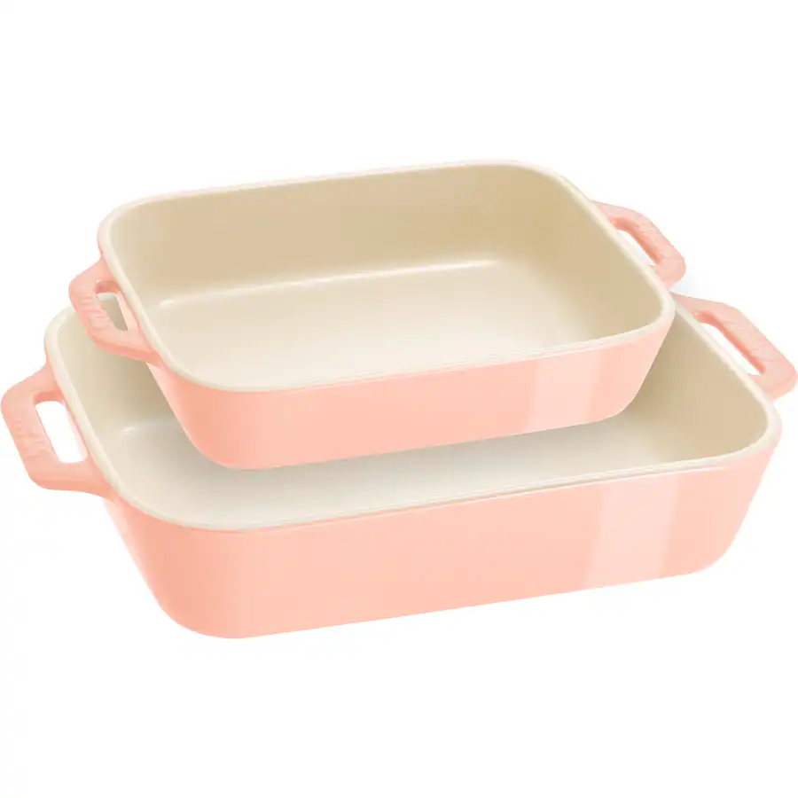 Staub Ceramic 2 pc Rectangular Baking Dish Set Macaron Pastel Pink ...