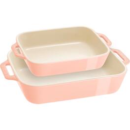 Staub - Ceramic 2-pc Rectangular Baking Dish Set - Macaron Pastel - Pink