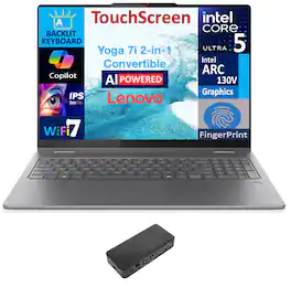 Lenovo - Yoga 7i 2-in-1 Laptop 16.0 WUXGA (Intel Ultra 5-226v, 16GB LPDDR5X, 1TB M.2 PCIe SSD, Win 11 Pro) - Luna Grey